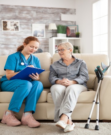 Care assistant with a senior citizens